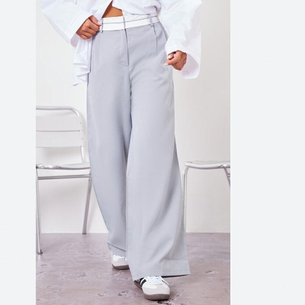 PrettyLittleThing Turn Over Waist Straight Leg Pants